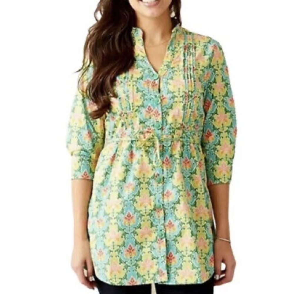 Matilda Jane It’s A Wonderful Parade Green Acres Floral 3/4 Sleeve Tunic